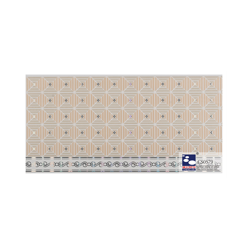 Novos designs de madeira estilo moderno folha de estampagem a quente para teto de pvc com bom serviço CS0579